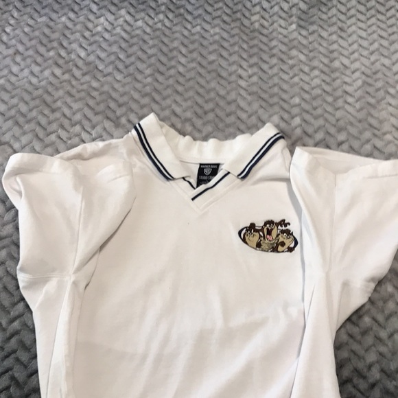 Warner Brothers Mens Polo Shirt, Size L, Colour White with Tasmanian Dev… - Picture 5 of 8
